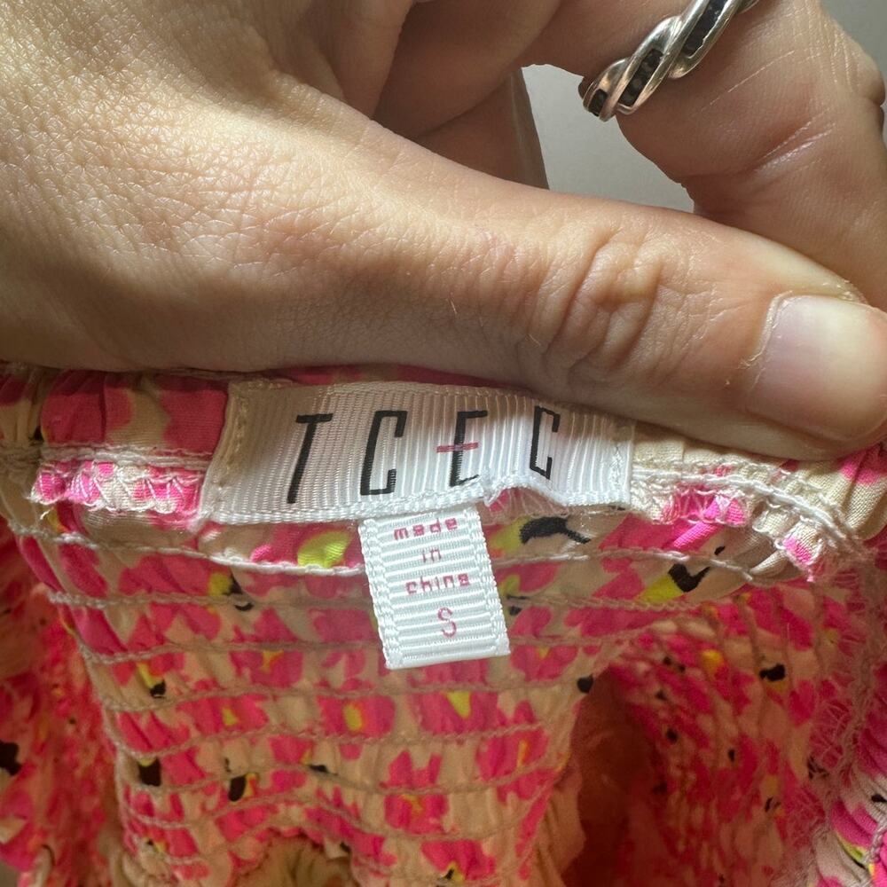 NEW TCEC Smocked High Waisted Floral Shorts Pink Cottagecore Coquette Small - Picture 3 of 7